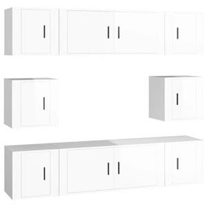 Vidaxl 8-tlg. Tv-schrank-set Hochglanz-weiß Holzwerkstoff