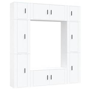 vidaXL TV-Schrank 8-tlg. TV-Schrank-Set Weiß Holzwerkstoff (8-St)