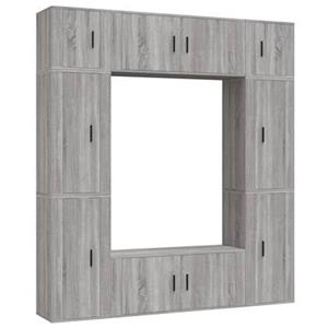 Vidaxl 8-tlg. Tv-schrank-set Grau Sonoma Holzwerkstoff