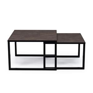STALUX Salontafel Lisa set van 2 stuks - zwart / bruin hout - Vierkant