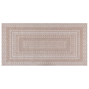 Beliani - Teppich Beige u. Weiß aus Jute 80 x 150 cm Rechteckig Geometrisches Muster für Wohnzimmer Schlafzimmer Flur - Beige