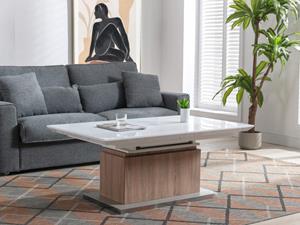 Kauf-unique 2-in-1-Tisch ausziehbar & höhenverstellbar - MDF & Edelstahl - Holzfarben & Weiß - CAPANI