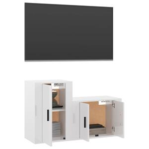 vidaXL 2-delige Tv-meubelset bewerkt hout hoogglans wit