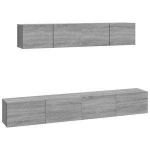 vidaXL TV-Schrank 4-tlg. TV-Schrank-Set Grau Sonoma Holzwerkstoff (4-St)