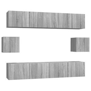 vidaXL TV-Schrank 6-tlg. TV-Schrank-Set Grau Sonoma Holzwerkstoff (6-St)