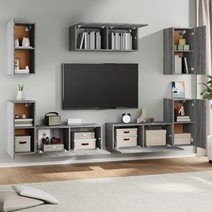 Vidaxl 7-tlg. Tv-schrank-set Grau Sonoma Holzwerkstoff