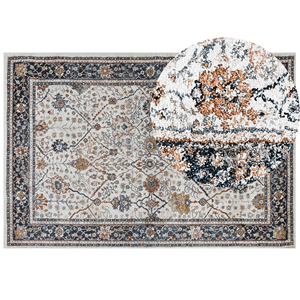 beliani Retro Vintage Teppich 200 x 300 cm Orientalisch Muster Polypropylen Beige und Blau Arates - Beige