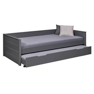 Hioshop Dream bed 90x200cm met 1 uitschuifbaar bed grijs.