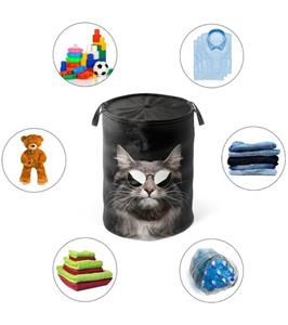 Sanilo Wäschekorb Cool Cat, kräftige Farben, samtweiche Oberfläche, mit Deckel
