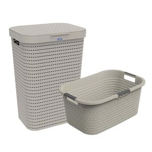 ROTHO Wäschekorb Country Wäscheset 2tlg. 55l, 40l, Kunststoff (PP) BPA-frei (Wäscheset, Set 2-tlg), Löcher an den Seiten ermöglicht Luftzirkulation innerhalb der Wäschebo