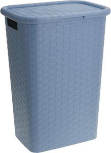 SPETEBO Wäschebox Kunststoff Wäschebox in Flechtoptik 65 Liter - blau
