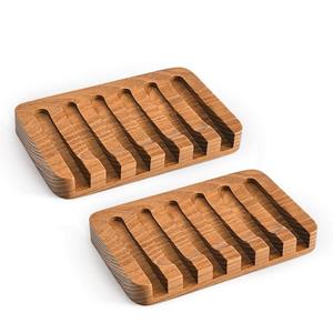 Housruse Seifenablage Seifenschalen aus Holz Seifenhalter mit selbstentleerendem Tablett, Verhindern Sie, dass Seife Bakterien züchtet