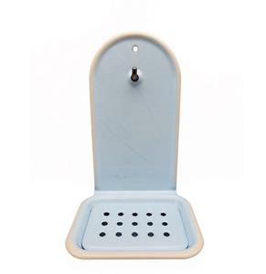 Linoows Seifenschale Emaille Seifenhalter, Seifenablage mit Haken, Blau, Breite: 13 cm, mit Haken, 1, Seifenschale zum Hängen mit Haken in Pastell Hellblau