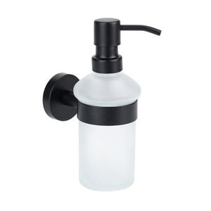SOSmart24 Seifenspender  JUST BLACK - Seifenspender kleben statt bohren, aus Glas mit Pumpflasche, hängend, Edelstahl schwarz, Wandbefestigung, Badezimmer, (1-tlg)