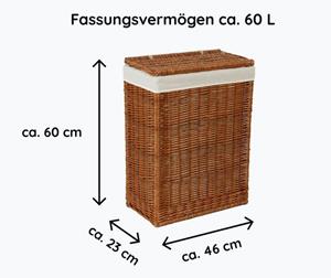 Animal-design Wäschekorb, Wäschekorb aus Weide geflochten mit Deckel Naturmaterial Wäschesammler Wäschebox, ca. 60 Liter, in zwei Farben, für Nischen