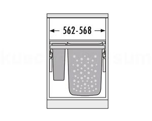 Hailo Wäschekorb Einbau-Wäscheauszug Laundry Carrier 60 LC Slide SC 80 Liter, Wäschebehälter 2 x 33 l, Zusatzbehälter 1 x 12 l, 1 x 2,5 l
