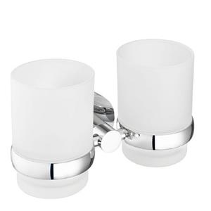 Sam Design Seifenhalter bono Doppelglashalter ohne Gläser, Doppelglashalter mit Schallschutzringen, verchromt