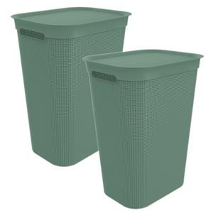 ROTHO Wäschekorb Brisen 2er-Set Wäschesammler 50l mit Deckel und 2 Griffen, Kunststoff (PP) BPA-frei