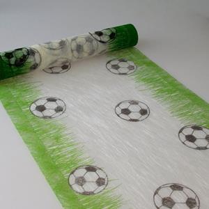 Deko AS Tischläufer Sizoflor Fußballtischläufer-weiß/grün-30 cm breit-5 Meter Rolle-76-300