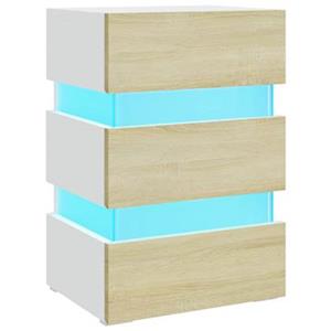 vidaxl 326846 Nachtkastje LED 45x35x67 cm bewerkt hout wit