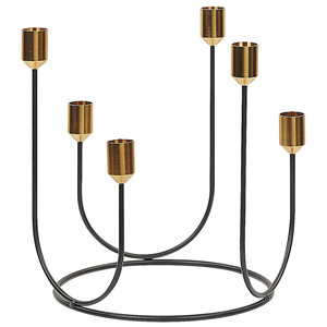 Beliani - Mehrarmiger Kerzenständer Kerzenhalter Kerzendeko Schwarz/Gold Metall 6-flammig - Schwarz