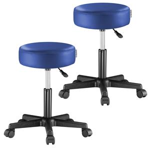 Casaria Rollhocker Kunstleder 2er-Set Blau 360° drehbar