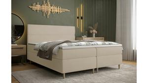 Stylefy Clematis Boxspringbett 140x200 cm Strukturstoff LARS Beige