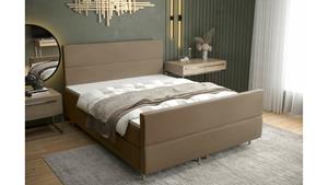 Stylefy Matthias Boxspringbett 140x200 cm Velours MANILA Braun