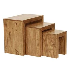 WOHNLING Beistelltische-Set Holz akazie