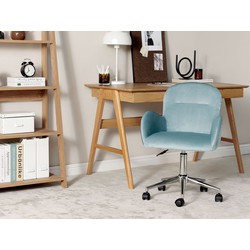 beliani Moderner Bürodrehstuhl Sessel Höhenverstellbar Samt Mintgrün Priddy - Grün