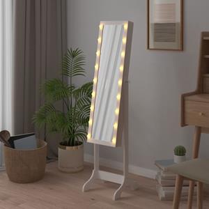 Vidaxl Standspiegel Mit Led Weiß 34x37x146 Cm