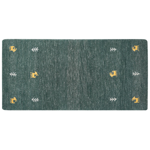 Beliani - Gabbeh Teppich Dunkelgrün Wolle 80 x 150 cm Rechteckig Hochflor mit Tier Muster Western Motiv Weich für Wohnzimmer Kinderzimmer