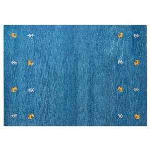 beliani Gabbeh Teppich Blau Wolle 140 x 200 cm Handgetuftet Western-Tiermotiv Rustikales Design - Blau