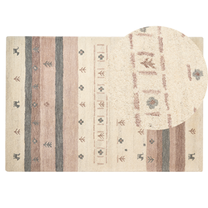 Beliani - Teppich beige aus Wolle 140x200 cm Hochflor mit Muster weich handgetuftet Karli - Beige