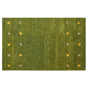 Beliani - Teppich grün aus Wolle 140x200 cm Hochflor Westernmotiv Tiermuster weich Yulafi - Grün
