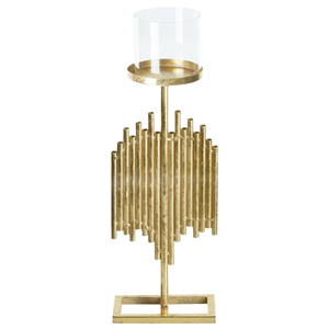 Beliani - Dekorativer Kerzenständer in Gold mit Glaszylinder 53 cm Glamour Design Nias - Gold