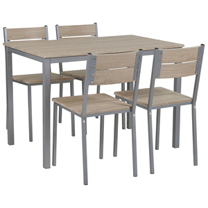 Beliani - Industrielle Essgruppe 5-teilig grau/braun Tisch 110x70 mit 4 Stühlen Blumberg - Heller Holzfarbton
