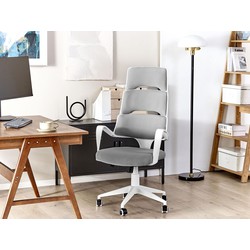 beliani Bürostuhl aus Stoff grau/weiß drehbar höhenverstellbar modern Grandiose - Grau