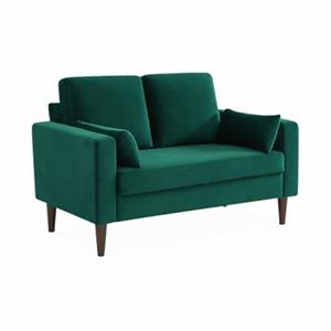 alice'shome 2-Sitz Sofa - Bjorn 2 - Englischgrün, Gestell aus Holz, Samtbezug, Sofa im skandinavischen Stil - Grün