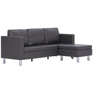 VIDAXL 3-sitzer-sofa Mit Kissen Grau Kunstleder