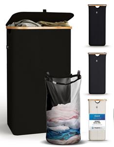 HENNEZ Wäschekorb Aufbewahrungskorb 100L Wasserdicht mit Deckel - Wäschesammler schmal