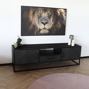 Lizzely Garden & Living TV meubel industrieel Danae zwart visgraat duurzaam mangohout 165cm lengte