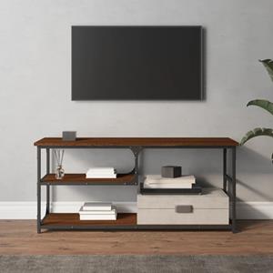 vidaXL Tv-meubel 103x38x46,5 cm bewerkt hout staal bruineikenkleurig
