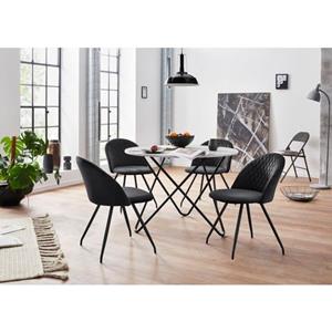 INOSIGN Eethoek Emmajonas moderne ronde tafel in marmerlook (set, 5-delig)