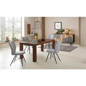 Home affaire Eethoek Gimbi bestaand uit 1 eettafel van hout en 4 stoelen met geweven bekleding (set, 5-delig)