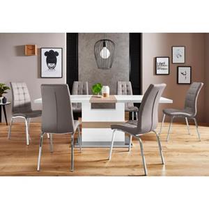 INOSIGN Eethoek Perez/paars met 4 stoelen, tafel uittrekbaar, breedte 160-200 cm (set, 5-delig)