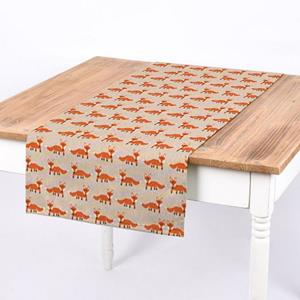 SCHÖNER LEBEN. Tischläufer  Tischläufer Fuchs natur orange weiß schwarz 40x160cm, handmade