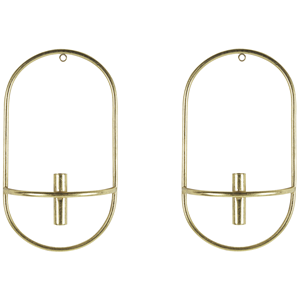 Beliani - Wandkerzenhalter 2er Set Gold Metall Oval Modern Industrie Design Wanddeko für Stabkerzen Spitzkerzen Wohnzimmer Schlafzimmer Esszimmer