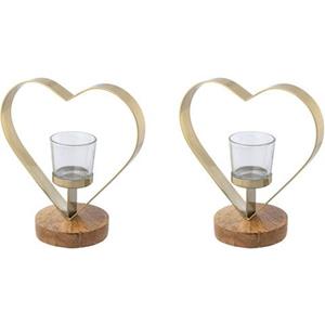 Creativ home Teelichthalter "Kerzenhalter Herz", (Set, 2 St.), aus Holz, Edelstahl und Glas