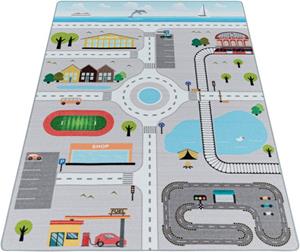 Kinderteppich PLAY 2902, Ayyildiz Teppiche, rechteckig, Höhe: 6 mm, robuster Kurflor, Straßen Spiel Teppich, Kinderzimmer